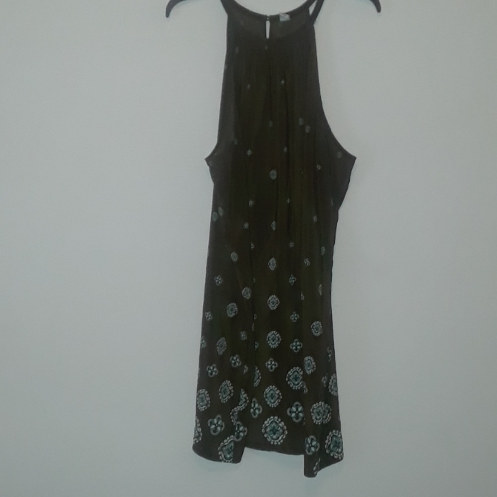Old Navy Suspended neck green print dress